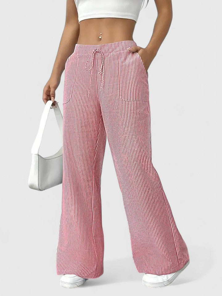 Isla | Wide Leg Striped Trousers