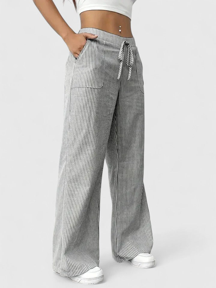 Isla | Wide Leg Striped Trousers