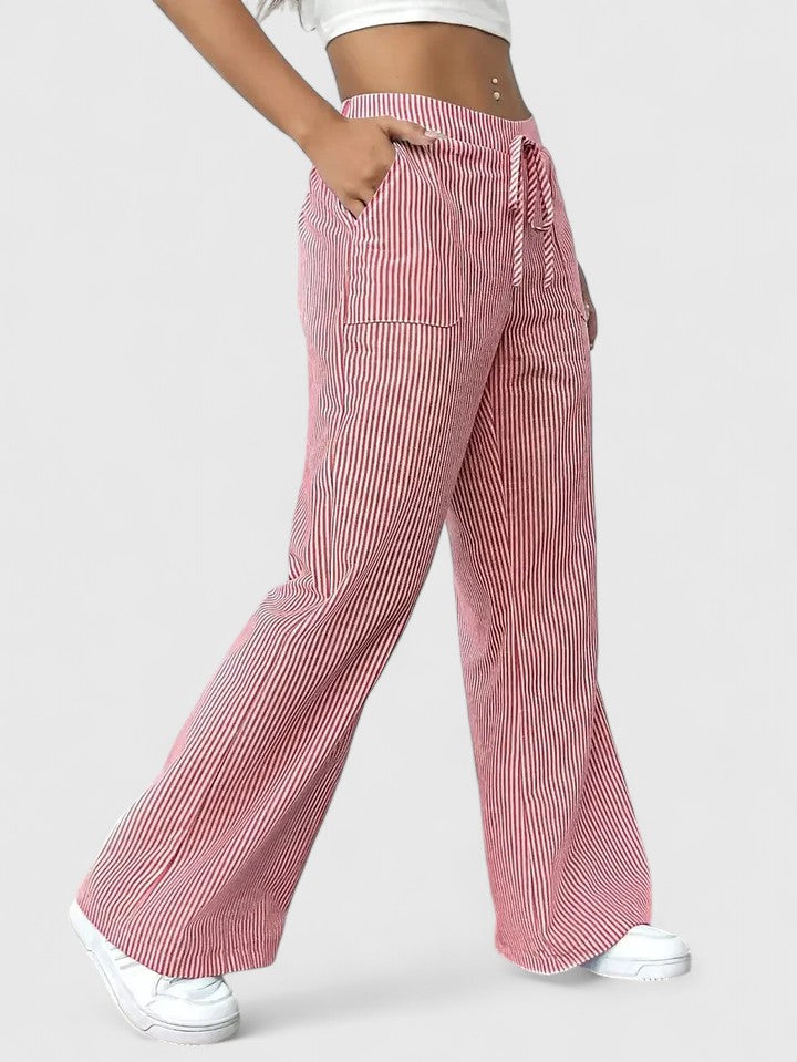 Isla | Wide Leg Striped Trousers