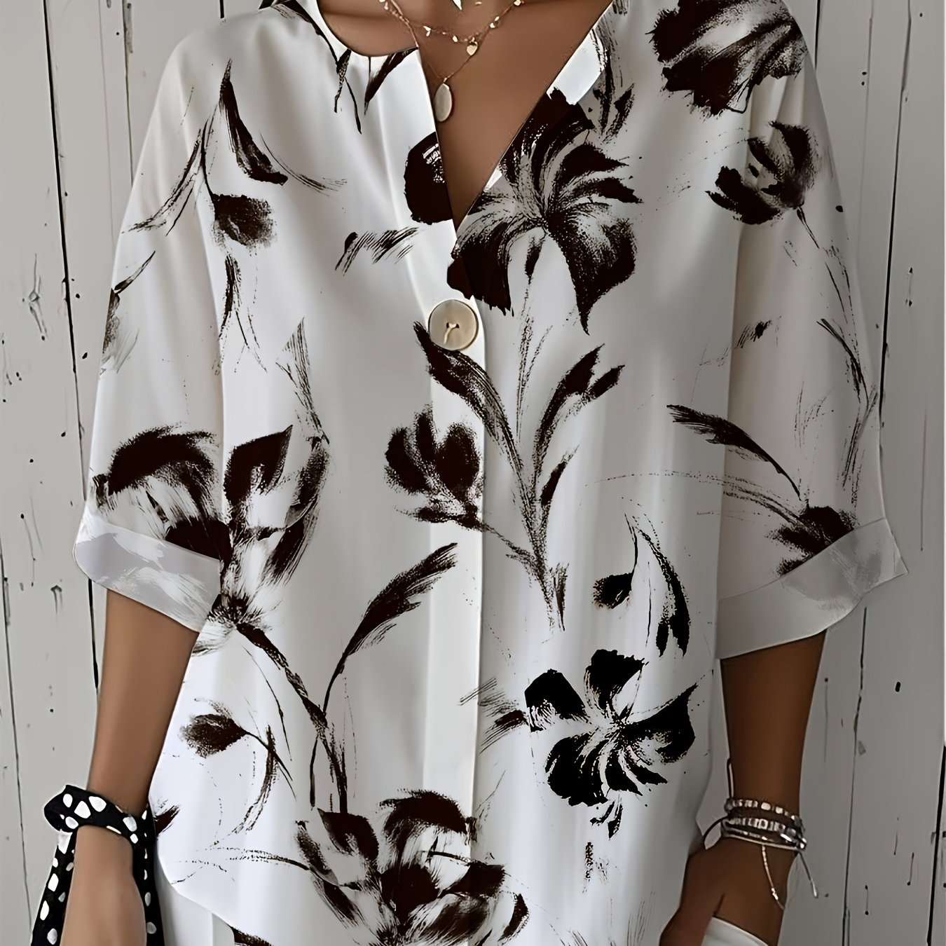 Selira™ | Watercolor Floral Long Sleeve Blouse