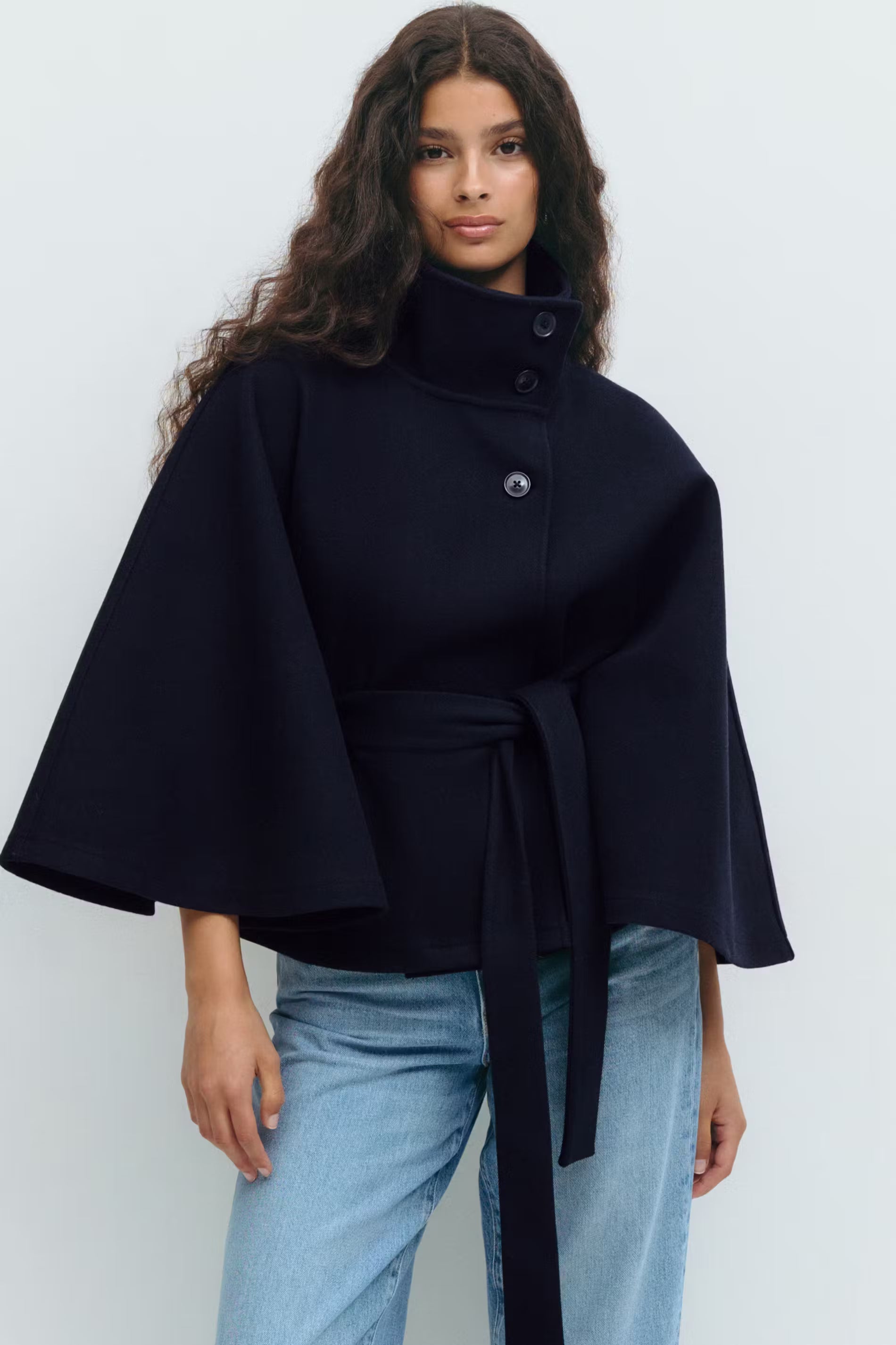 Loreza™ | Elegant Women's Coat with Belt & High Collar