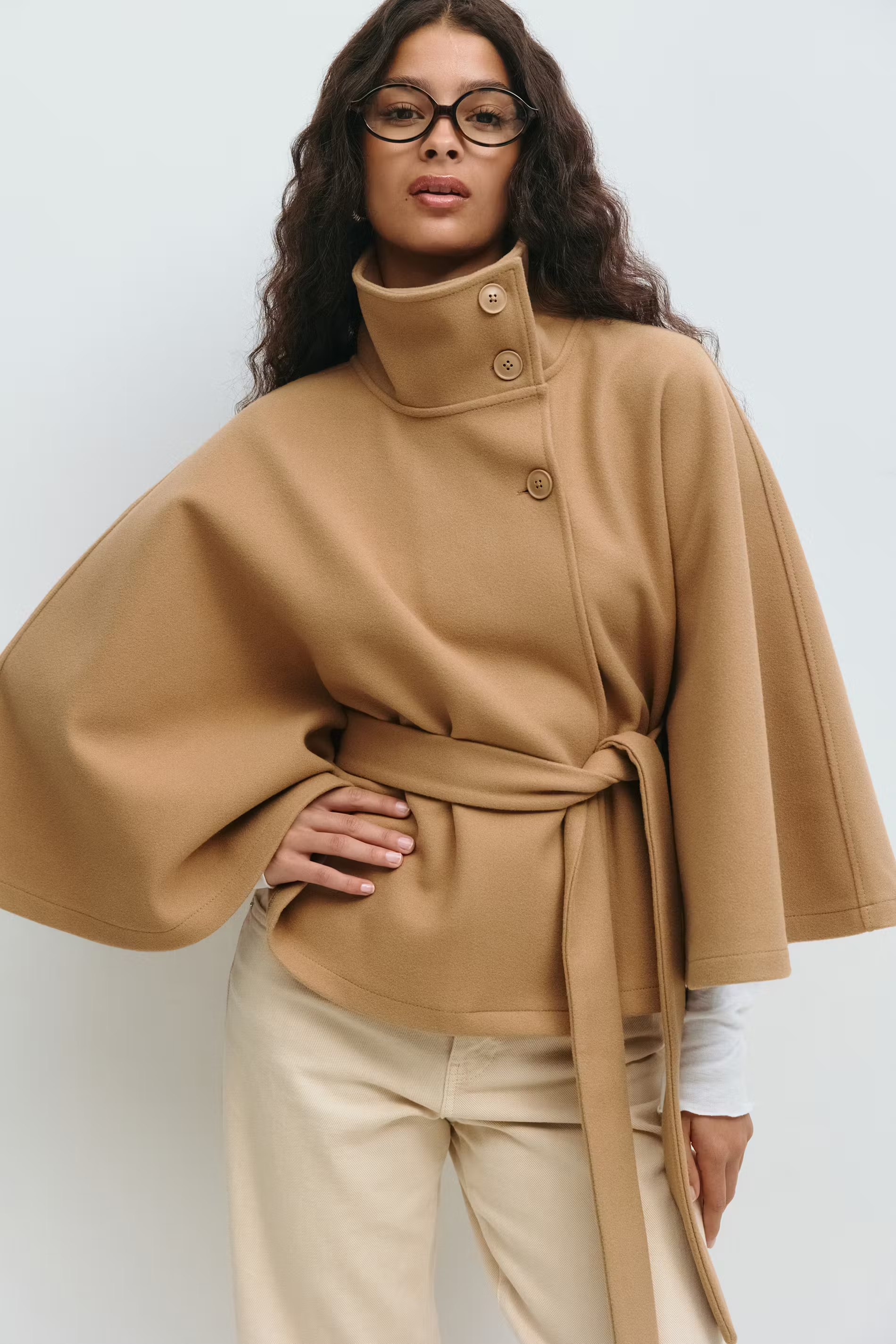Loreza™ | Elegant Women's Coat with Belt & High Collar