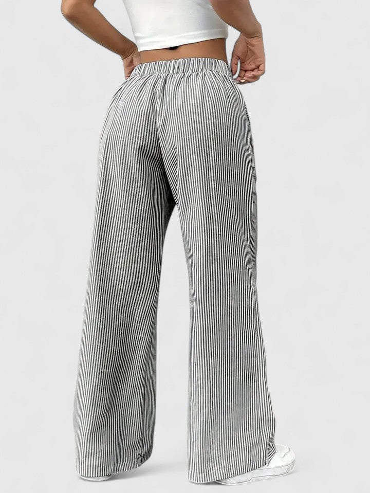 Isla | Wide Leg Striped Trousers