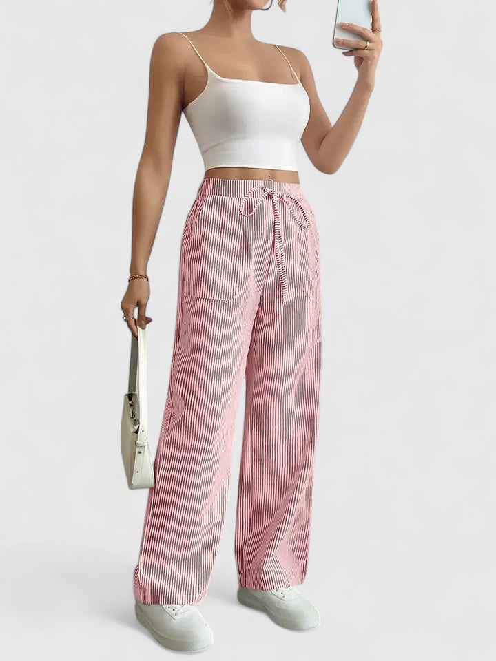 Isla | Wide Leg Striped Trousers