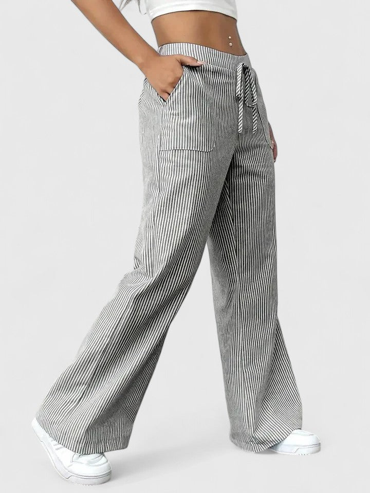 Isla | Wide Leg Striped Trousers