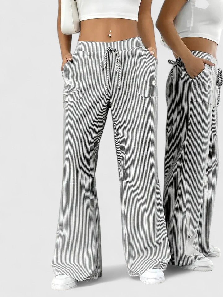 Isla | Wide Leg Striped Trousers