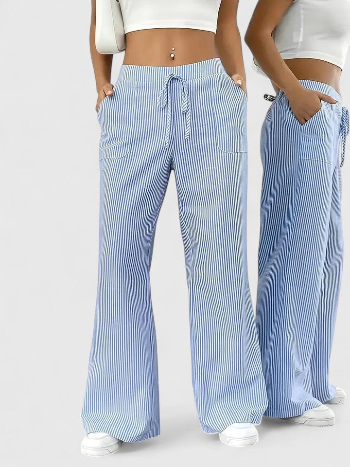 Isla | Wide Leg Striped Trousers