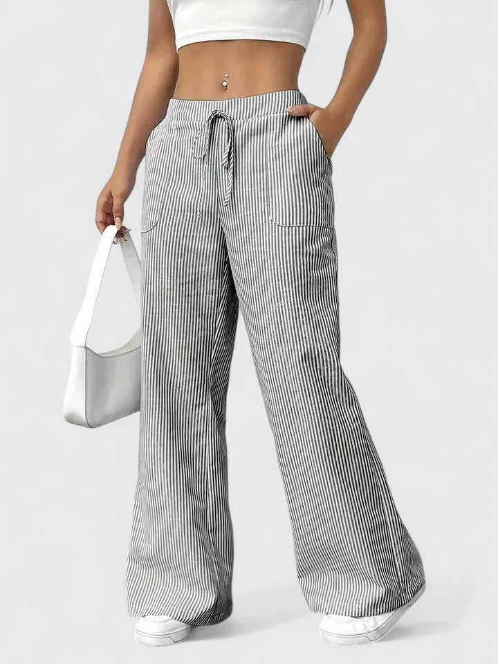 Isla | Wide Leg Striped Trousers