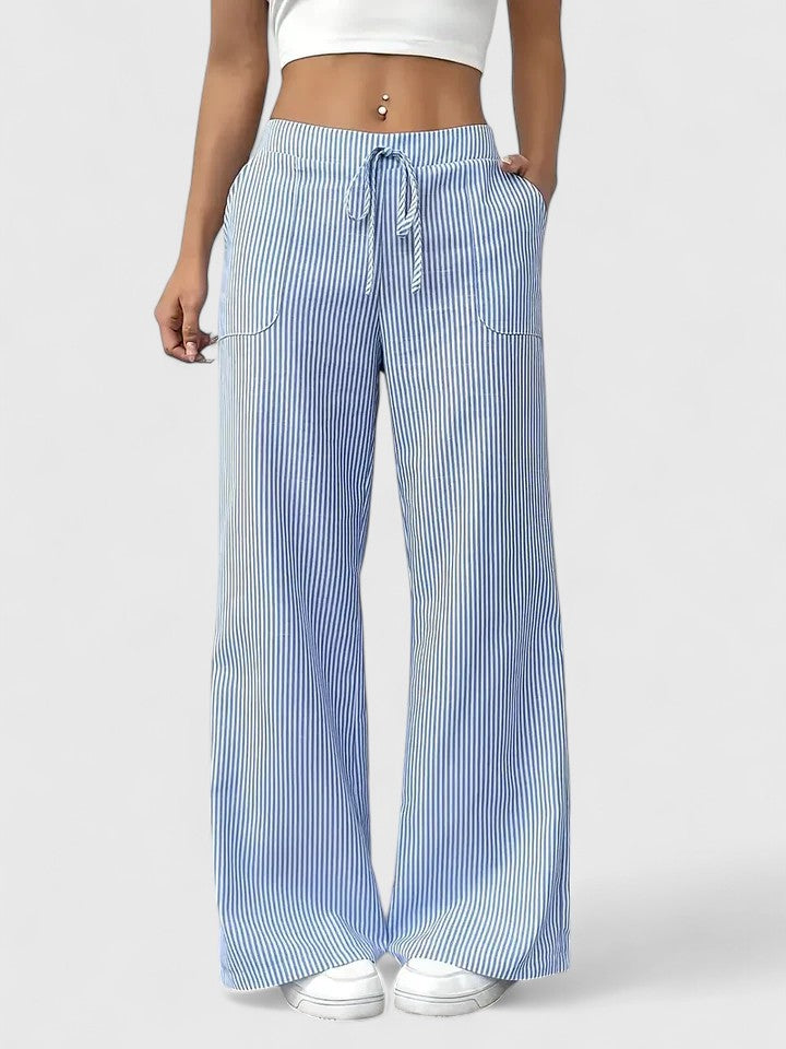 Isla | Wide Leg Striped Trousers