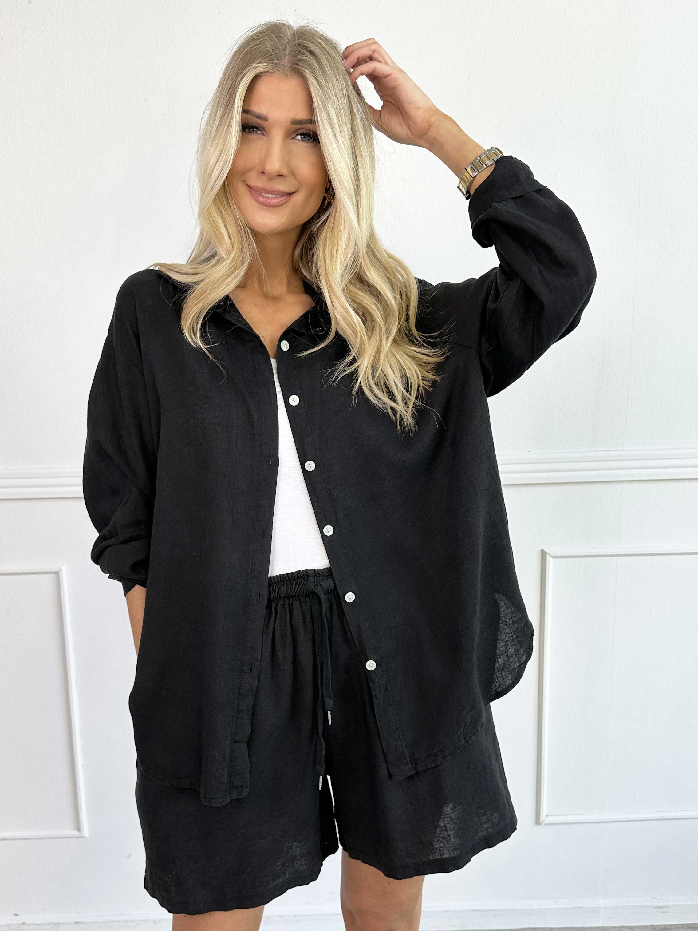 YONARA™ | SOLID COLOR SHIRT IN VISCOSE & LINEN BLEND