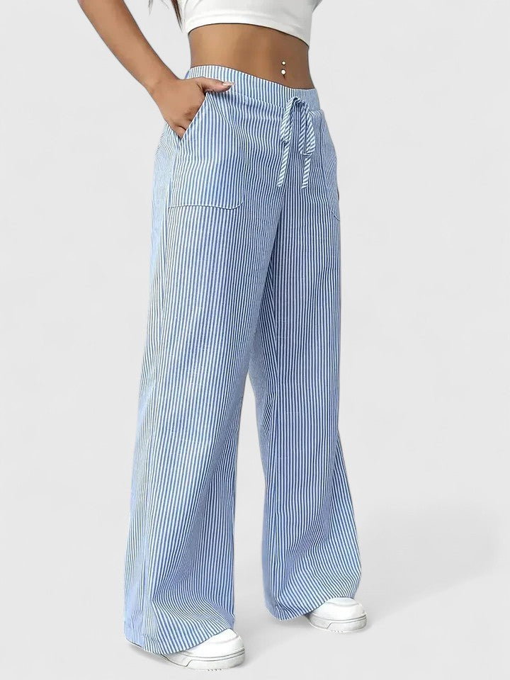 Isla | Wide Leg Striped Trousers