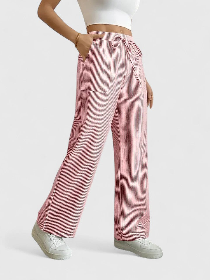 Isla | Wide Leg Striped Trousers