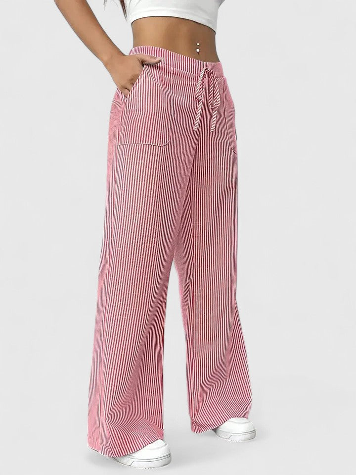 Isla | Wide Leg Striped Trousers