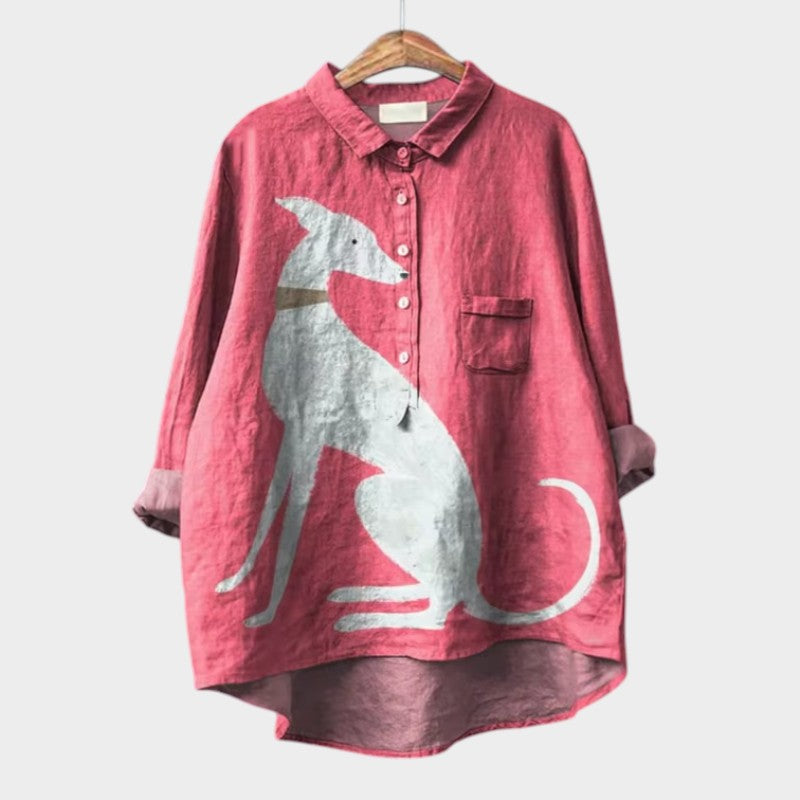 Ella - Exclusive Women's Blouse with Dog Print