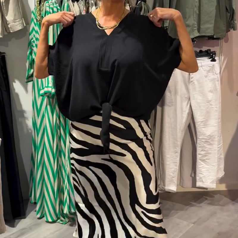 Ines™ | Front Tie Top & Midi Skirt Set