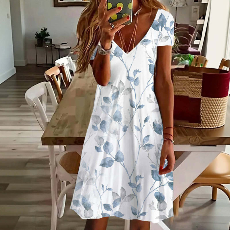 ELLA™ | CASUAL LEAF PRINT DRESS 