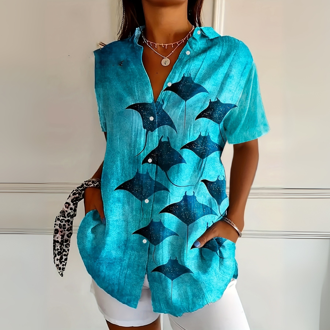 Marivienne™ | Watercolor Ocean Print Shirt 