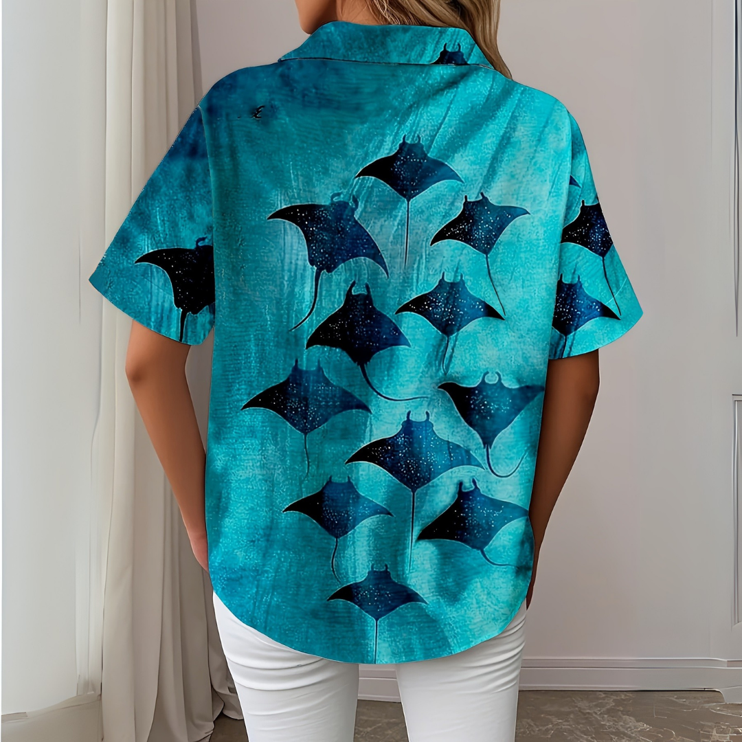 Marivienne™ | Watercolor Ocean Print Shirt 