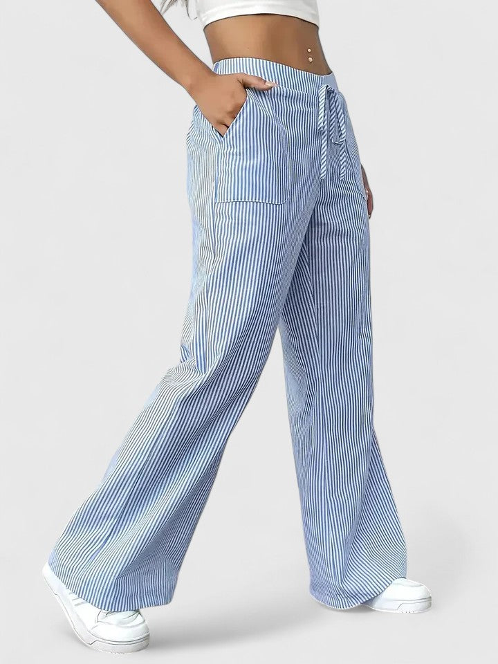 Isla | Wide Leg Striped Trousers 