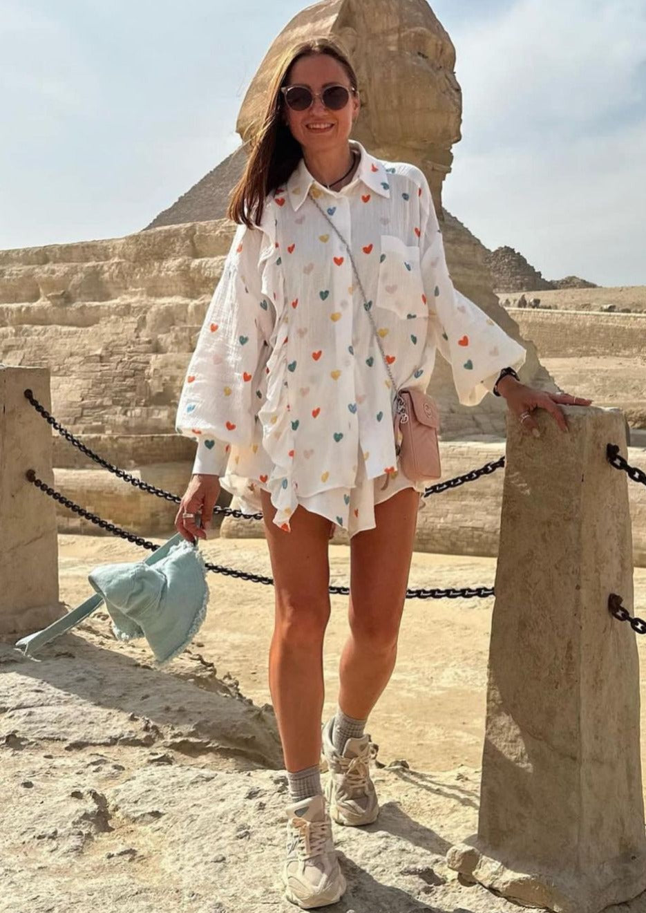 OPHELIE – HEART PRINT SHIRT &amp; SHORTS TWO-PIECE SET
