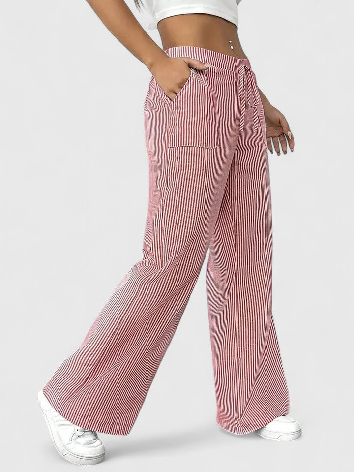 Isla | Wide Leg Striped Trousers 