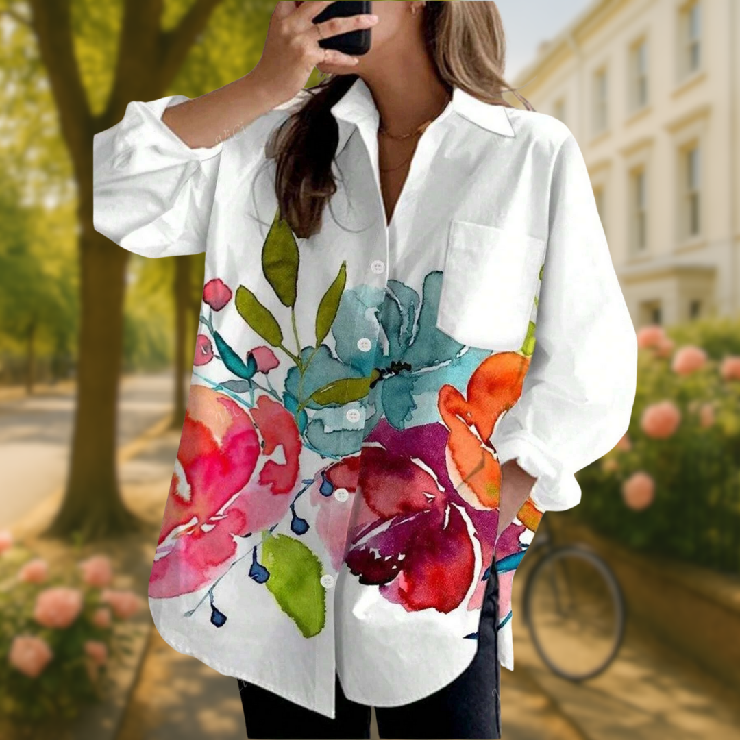 EVELORA™ | FLORAL TIE-DYE BLOUSE 