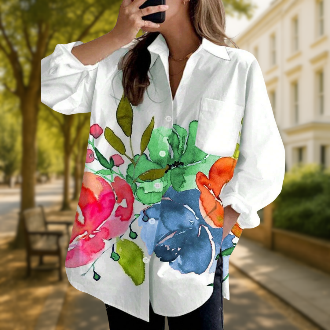 EVELORA™ | FLORAL TIE-DYE BLOUSE 