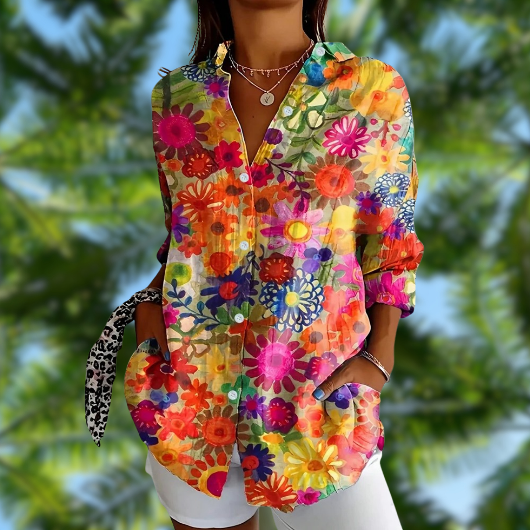 VARESSA™ | PRINT BUTTON BLOUSE 