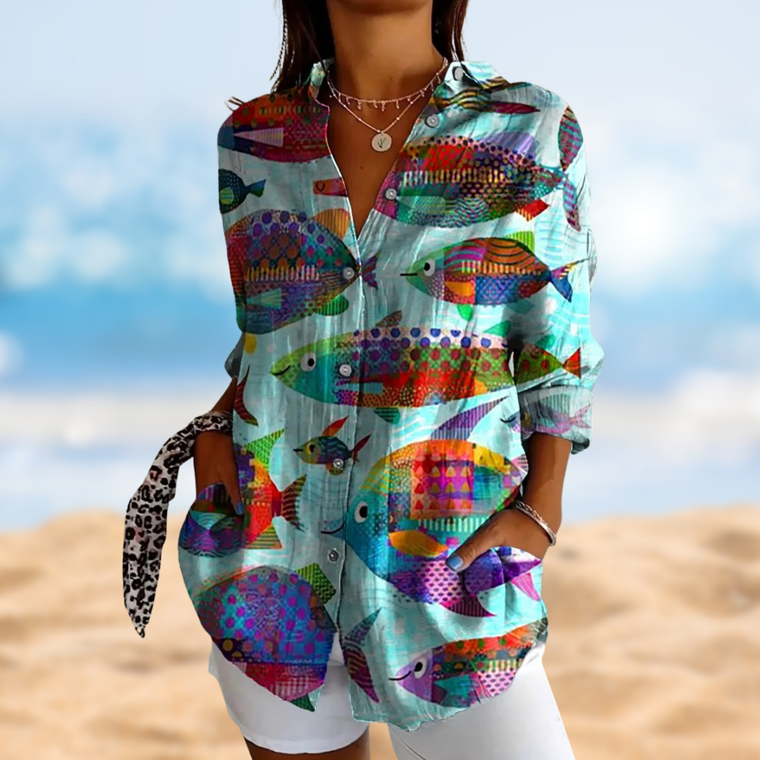 NERAIA™ | FISH-PRINT BLOUSE 