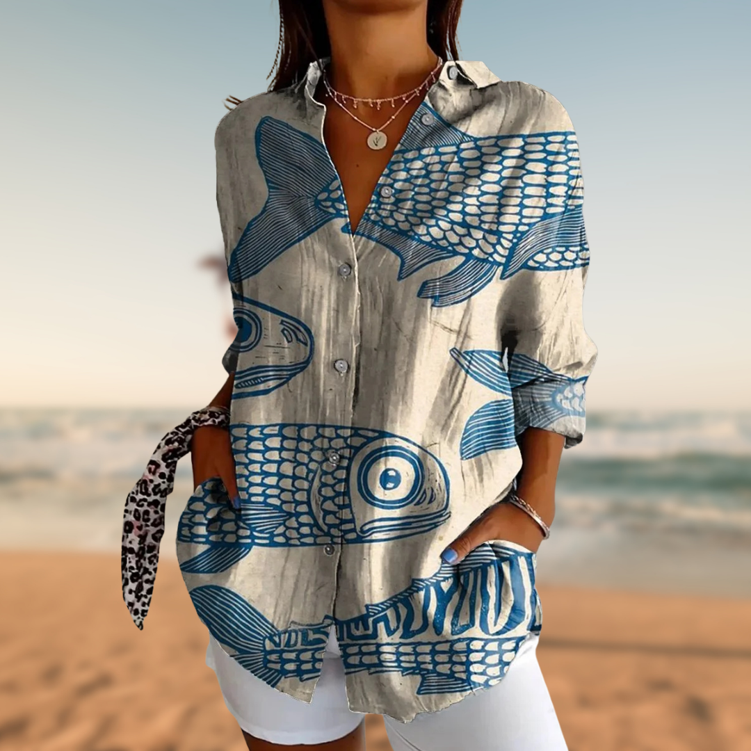 NERAIA™ | FISH-PRINT BLOUSE 