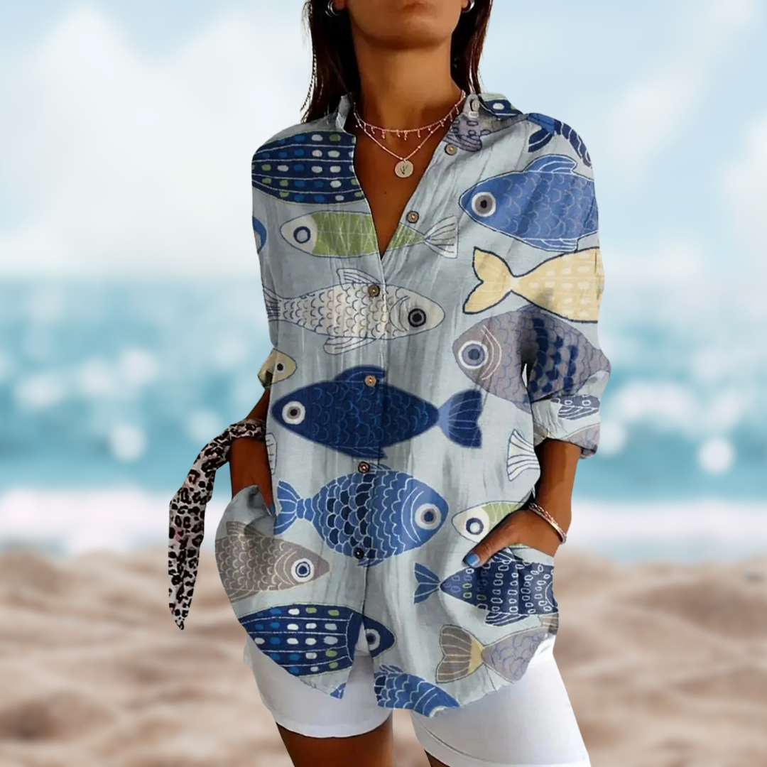 NERAIA™ | FISH-PRINT BLOUSE 
