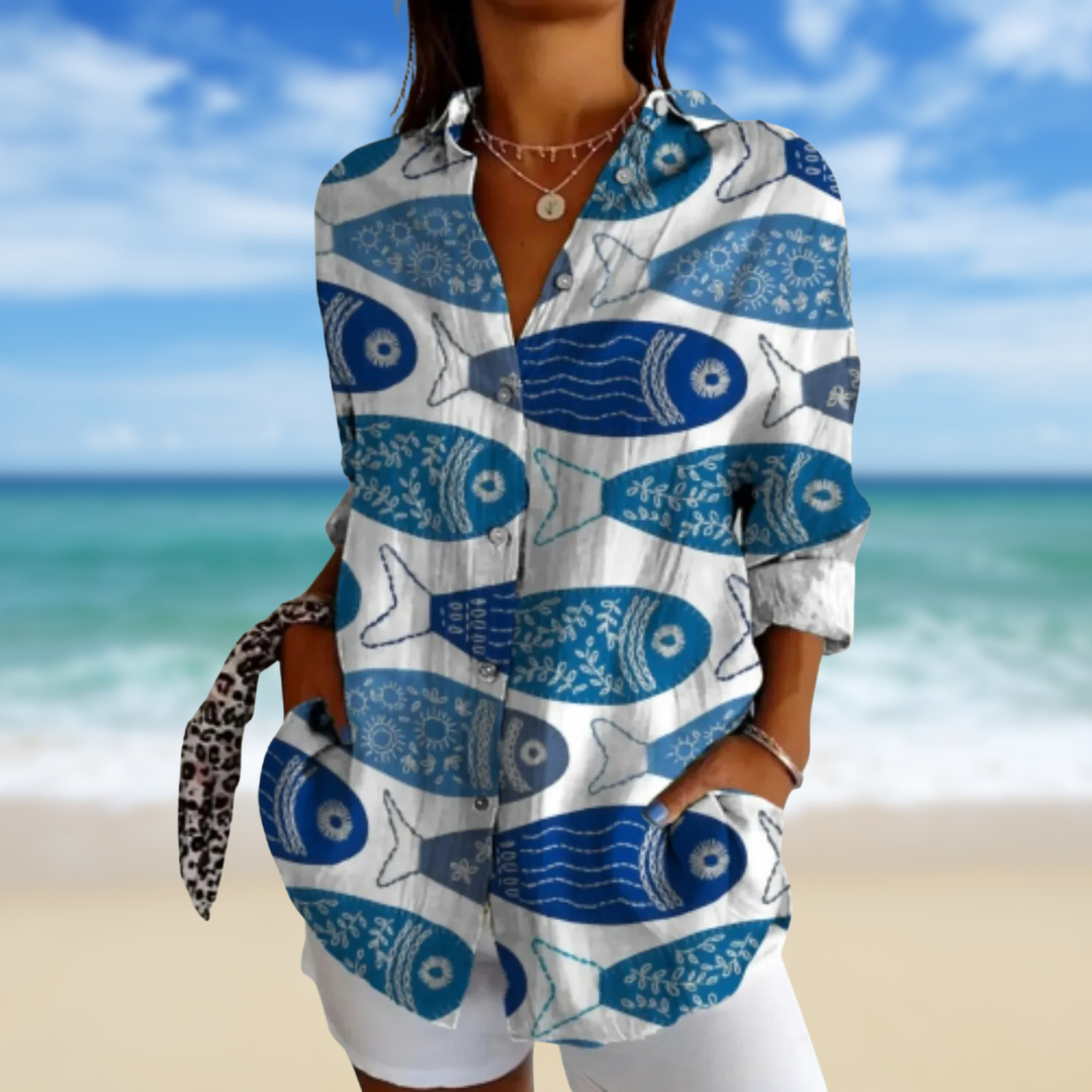 NERAIA™ | FISH-PRINT BLOUSE 