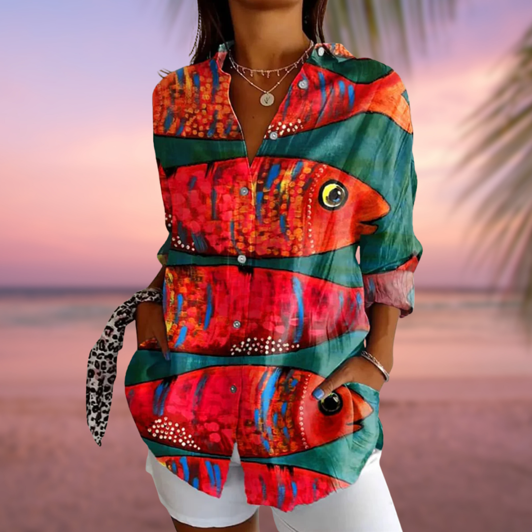 NERAIA™ | FISH-PRINT BLOUSE 