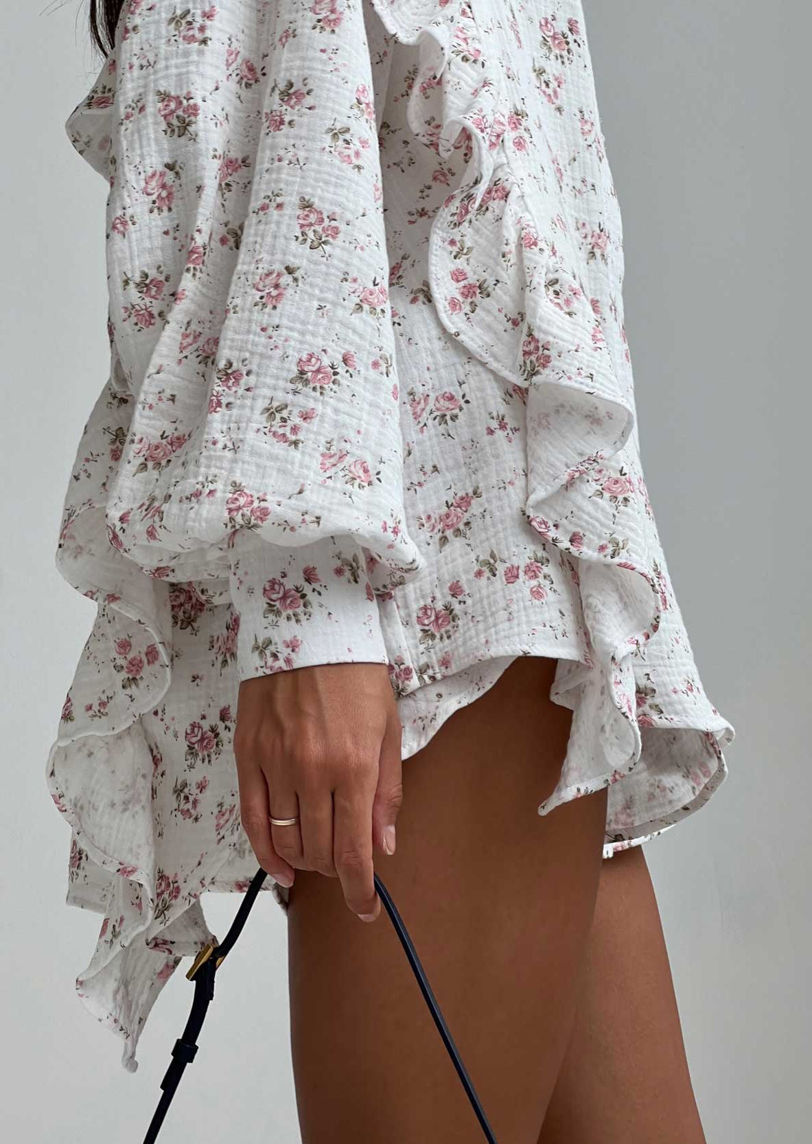 MAIRIN – FLORAL PRINT SHIRT &amp; SHORTS TWO-PIECE SET