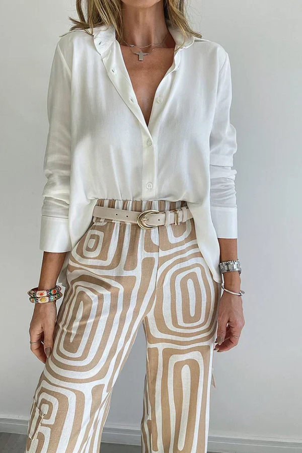 OLIVIA | STYLISH TROUSER SET WITH BLOUSE &amp; BELT