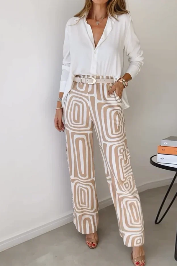 OLIVIA | STYLISH TROUSER SET WITH BLOUSE &amp; BELT