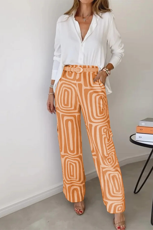OLIVIA | STYLISH TROUSER SET WITH BLOUSE &amp; BELT