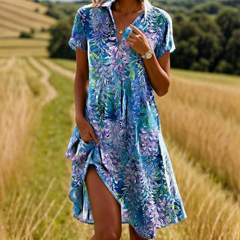 ELLA™ | VINTAGE LEAF PRINT DRESS 