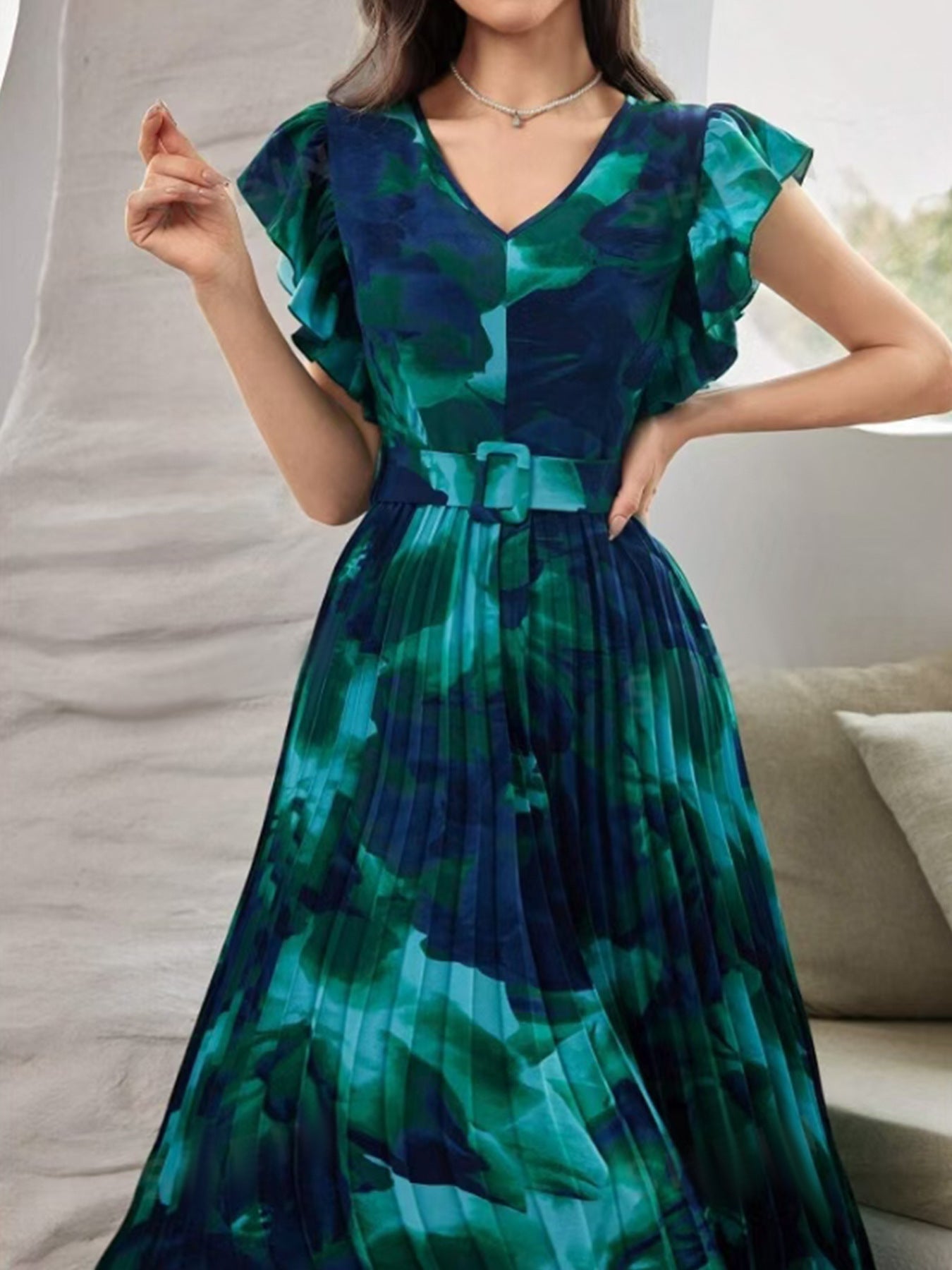 Serenya™ | Watercolor Midi Dress 