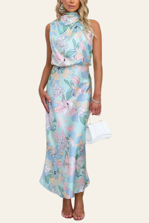 AURORA | PRINTED SATIN MAXI DRESS 