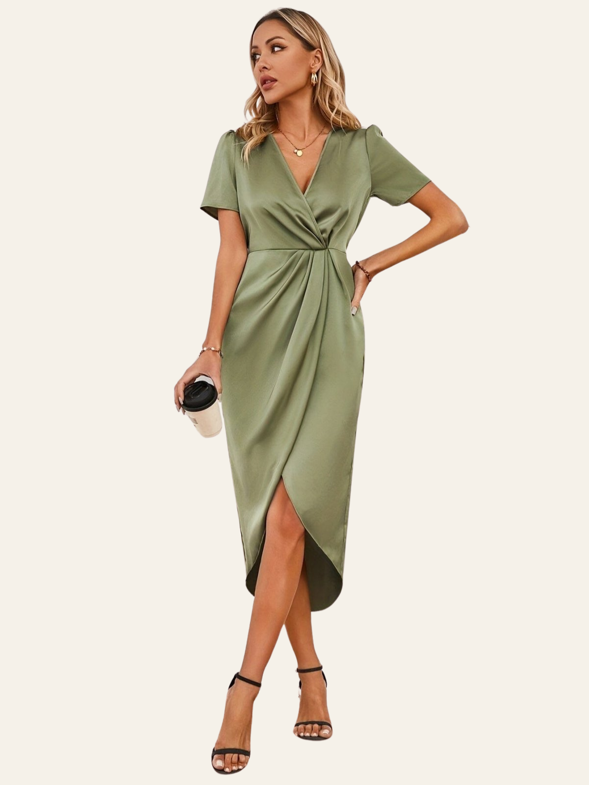 LORAN | SATIN WRAP DRESS 