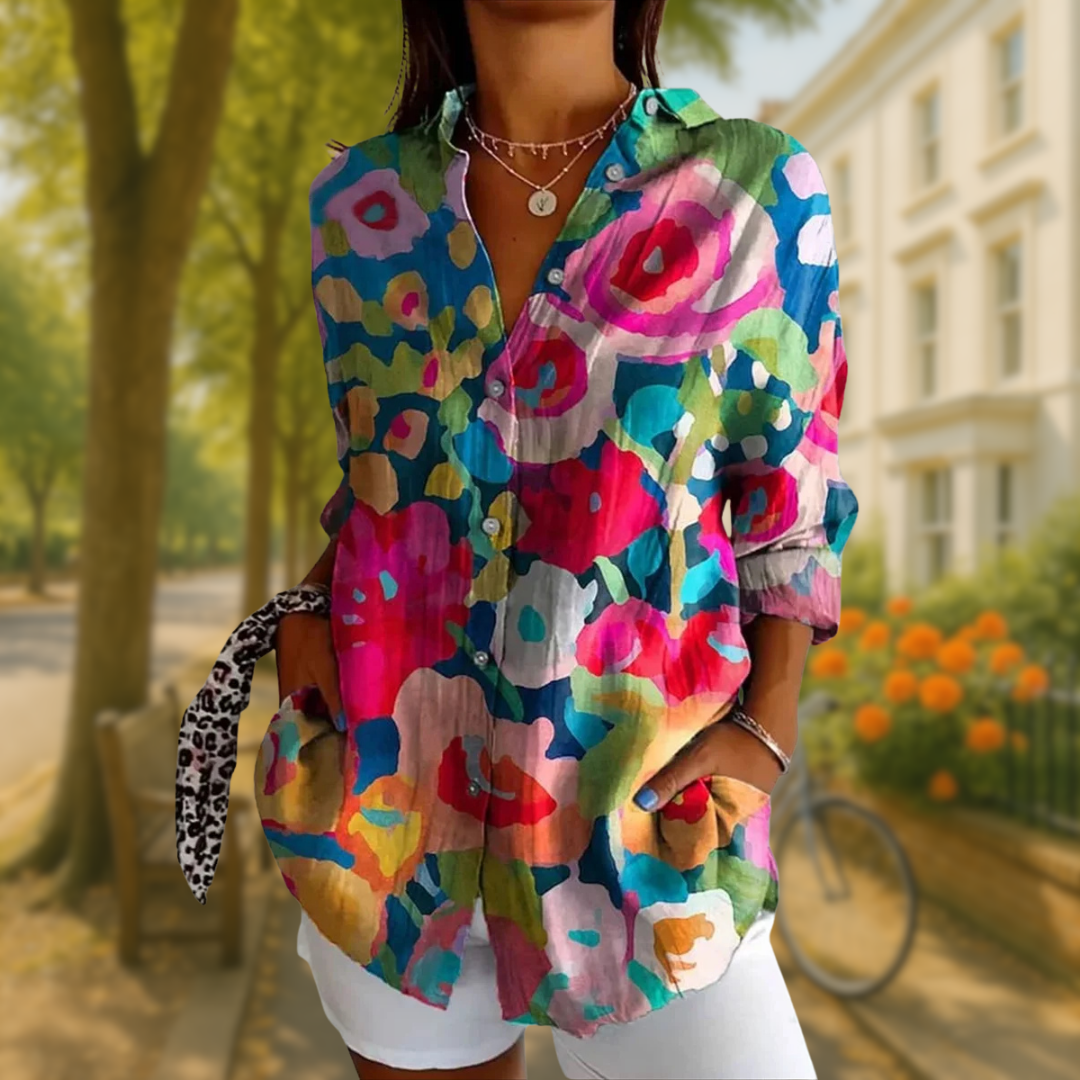 VIANELA™ | FLORAL BUTTON DOWN BLOUSE 