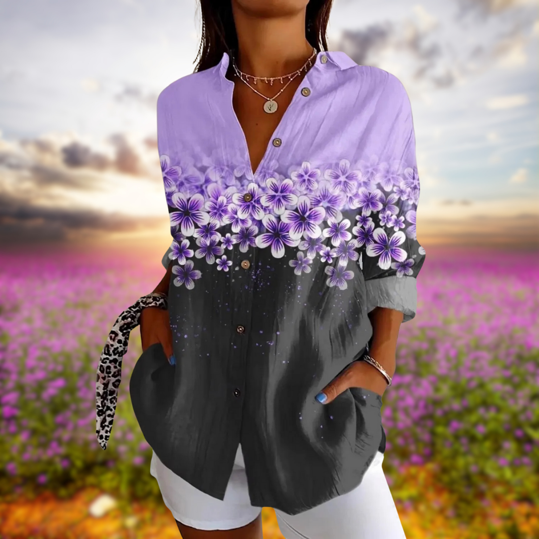 VANESSA™ | FLORAL BUTTON DOWN BLOUSE 