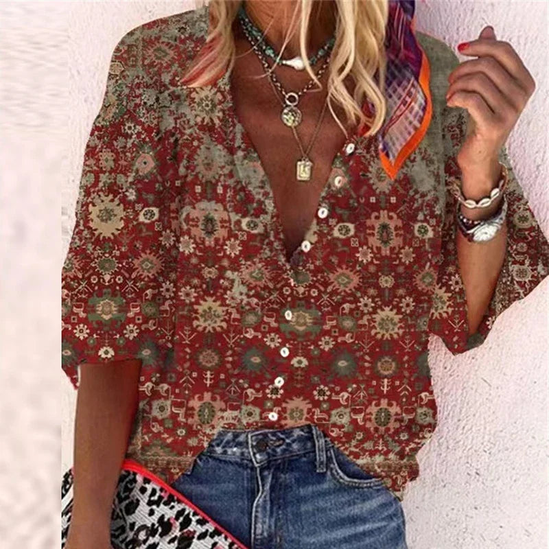 AYELIN™ | VINTAGE BUTTON BLOUSE 