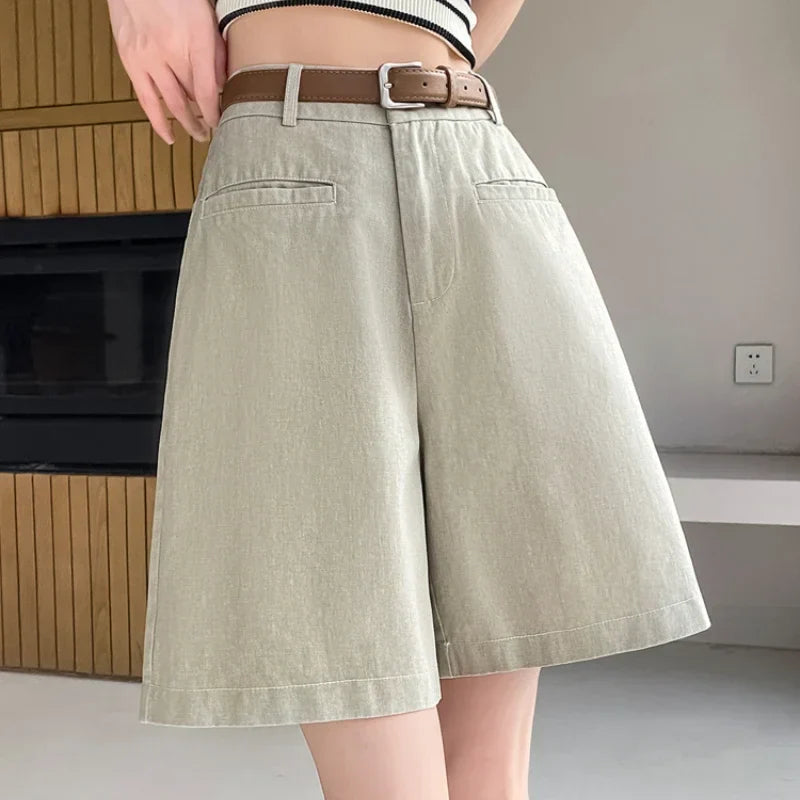 Elise™ | Cotton-Linen High Waist Shorts 
