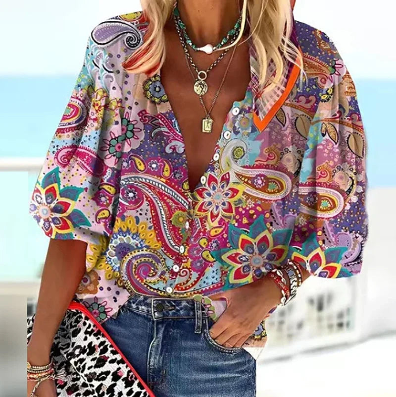 AYELIN™ | VINTAGE BUTTON BLOUSE 