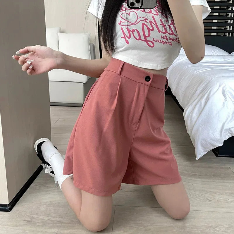 Lina™ | Classic High Waist Suit Shorts 