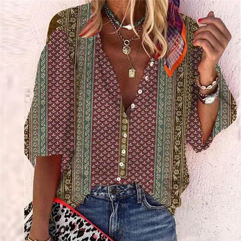 AYELIN™ | VINTAGE BUTTON BLOUSE 