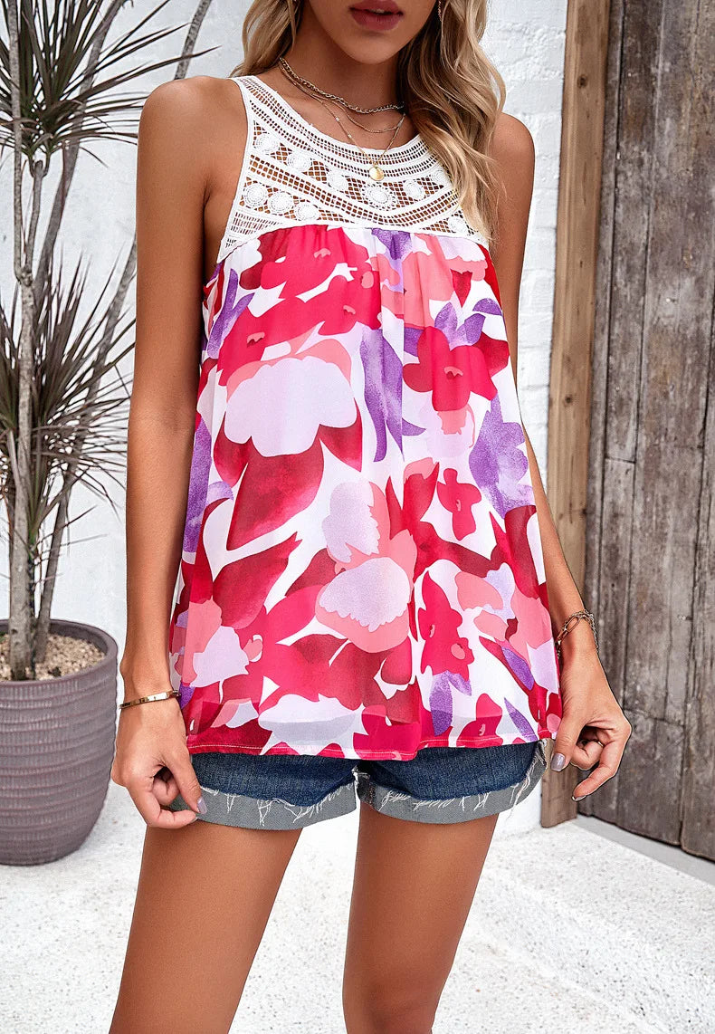Elvianne™ | Watercolor Floral Patchwork Blouse 