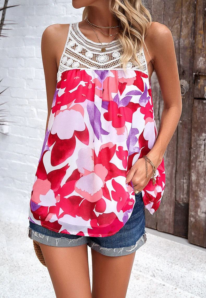 Elvianne™ | Watercolor Floral Patchwork Blouse 